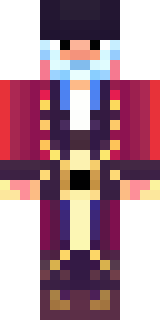 a pirate captain in a long red coat and tricorn hat