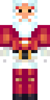 a jolly Santa in a red suit with a white beard and sack
