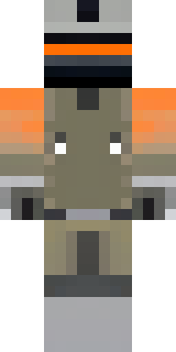 a battle-worn pilot in orange plating with scorch marks