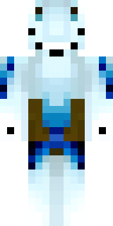 a snow fox spirit in white fur with blue markings