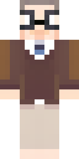 a friendly villager librarian in brown robes with glasses