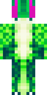 a dragon hybrid with green scales, horns and a spined tail