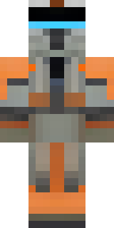 a battle-worn pilot in orange plating with scorch marks