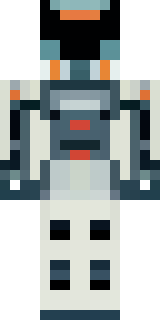 a mecha pilot in a white flight suit with a segmented helmet
