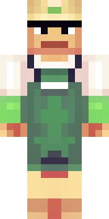 a farmer villager in a straw hat with a green apron