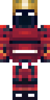 a samurai in red lacquered armor with a horned helmet