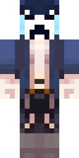 a ghostly pirate with pale skin and a tattered blue coat