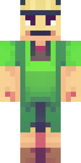 a farmer villager in a straw hat with a green apron