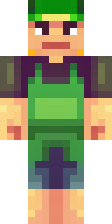 a farmer villager in a straw hat with a green apron