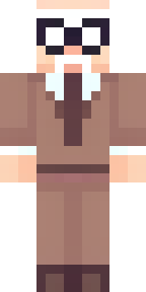 a friendly villager librarian in brown robes with glasses