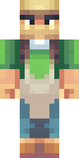 a farmer villager in a straw hat with a green apron