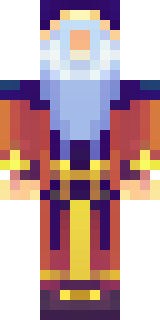 an old wizard in a starry midnight-blue robe and pointed hat