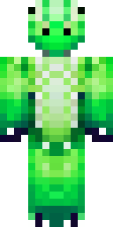 a dragon hybrid with green scales, horns and a spined tail