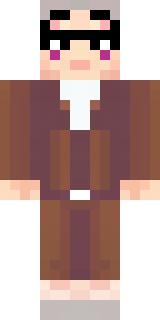 a friendly villager librarian in brown robes with glasses