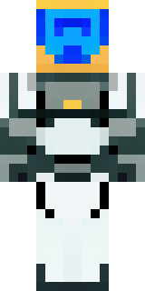 a mecha pilot in a white flight suit with a segmented helmet