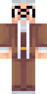 a friendly villager librarian in brown robes with glasses