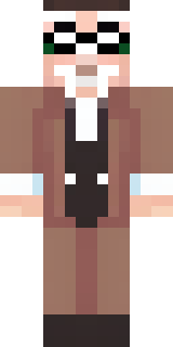 a friendly villager librarian in brown robes with glasses