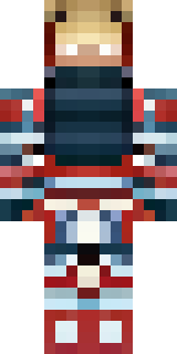 a samurai in red lacquered armor with a horned helmet