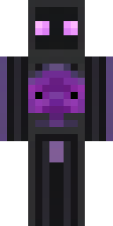 an enderman-inspired figure, tall and black with purple eyes