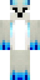 a snow fox spirit in white fur with blue markings