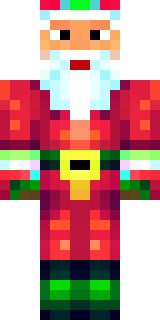 a jolly Santa in a red suit with a white beard and sack