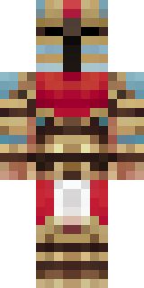 a gladiator in bronze arm guards and a red-plumed helmet
