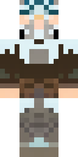a frost viking in white furs and a horned helm