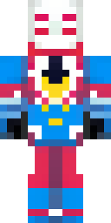 a masked hero in a sleek red and blue suit with a chest emblem