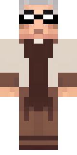 a friendly villager librarian in brown robes with glasses