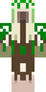 a nature druid in mossy green robes with antler headdress