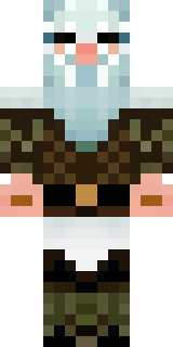 a frost viking in white furs and a horned helm
