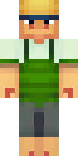 a farmer villager in a straw hat with a green apron