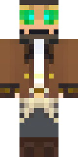 a steampunk inventor in a brown leather coat and brass goggles