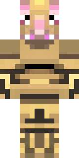 a piglin brute in gold armor with a snout and tusks