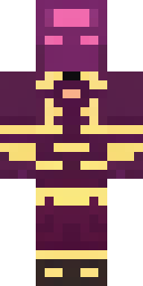 a nether hunter in crimson hide with glowing gold trim