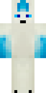 a snow fox spirit in white fur with blue markings