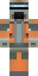a battle-worn pilot in orange plating with scorch marks