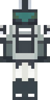 a mecha pilot in a white flight suit with a segmented helmet
