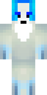 a snow fox spirit in white fur with blue markings