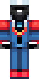 a masked hero in a sleek red and blue suit with a chest emblem