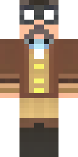 a steampunk inventor in a brown leather coat and brass goggles