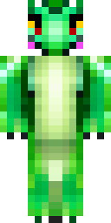 a dragon hybrid with green scales, horns and a spined tail