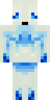 a snow fox spirit in white fur with blue markings