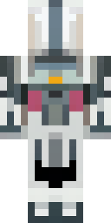 a mecha pilot in a white flight suit with a segmented helmet