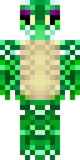 a dragon hybrid with green scales, horns and a spined tail