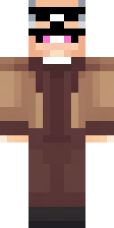 a friendly villager librarian in brown robes with glasses
