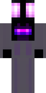 an enderman-inspired figure, tall and black with purple eyes