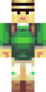 a farmer villager in a straw hat with a green apron