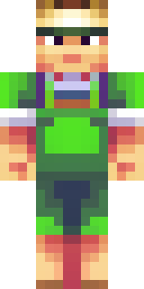 a farmer villager in a straw hat with a green apron