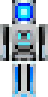 a chrome android with glowing blue eyes and exposed joints